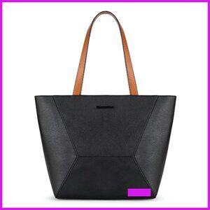 Vegan Leather Tote Bag Work Professional Chic Spacious Interior Top Handle